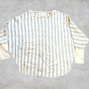 Kerisma White with Gray blue Strips Long Sleeve Sweater Size Small / Med